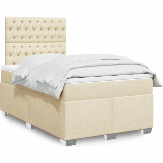 vidaXL Boxspring met matras stof crèmekleurig 120x190 cm