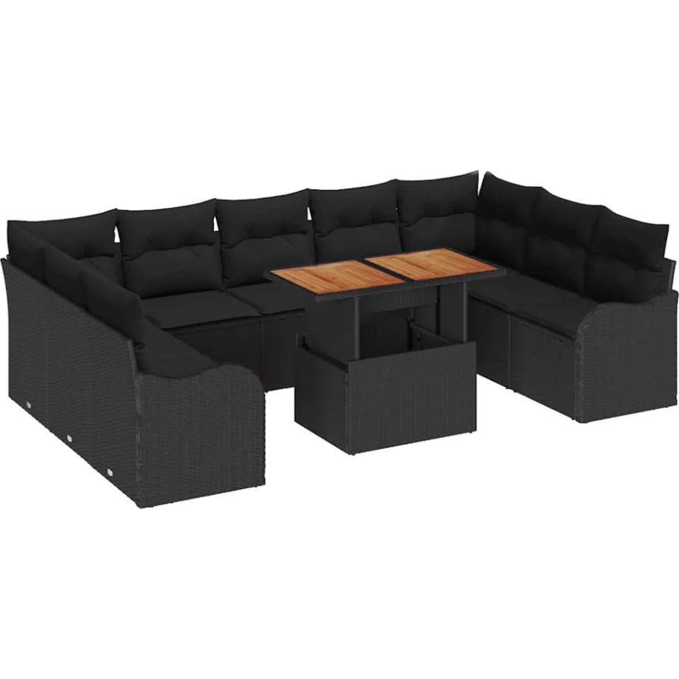 vidaXL Tuin Sofa Set 10 st Zwart Poly riet
