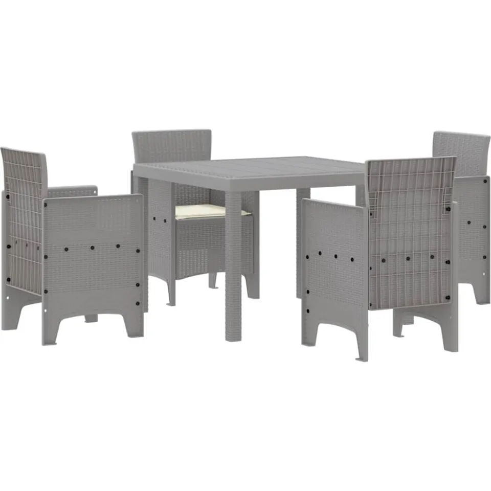 vidaXL Tuin Eetset 5 st Lichtgrijs Polypropyleen