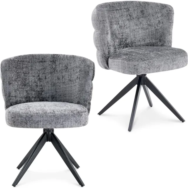 IDIMEX Eetkamerstoelen ESME, set van 2, 360° draaibaar - grijs