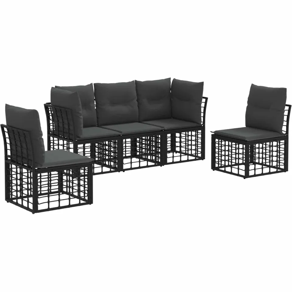 vidaXL Buiten bankenset Zwart Polyester, foto 4