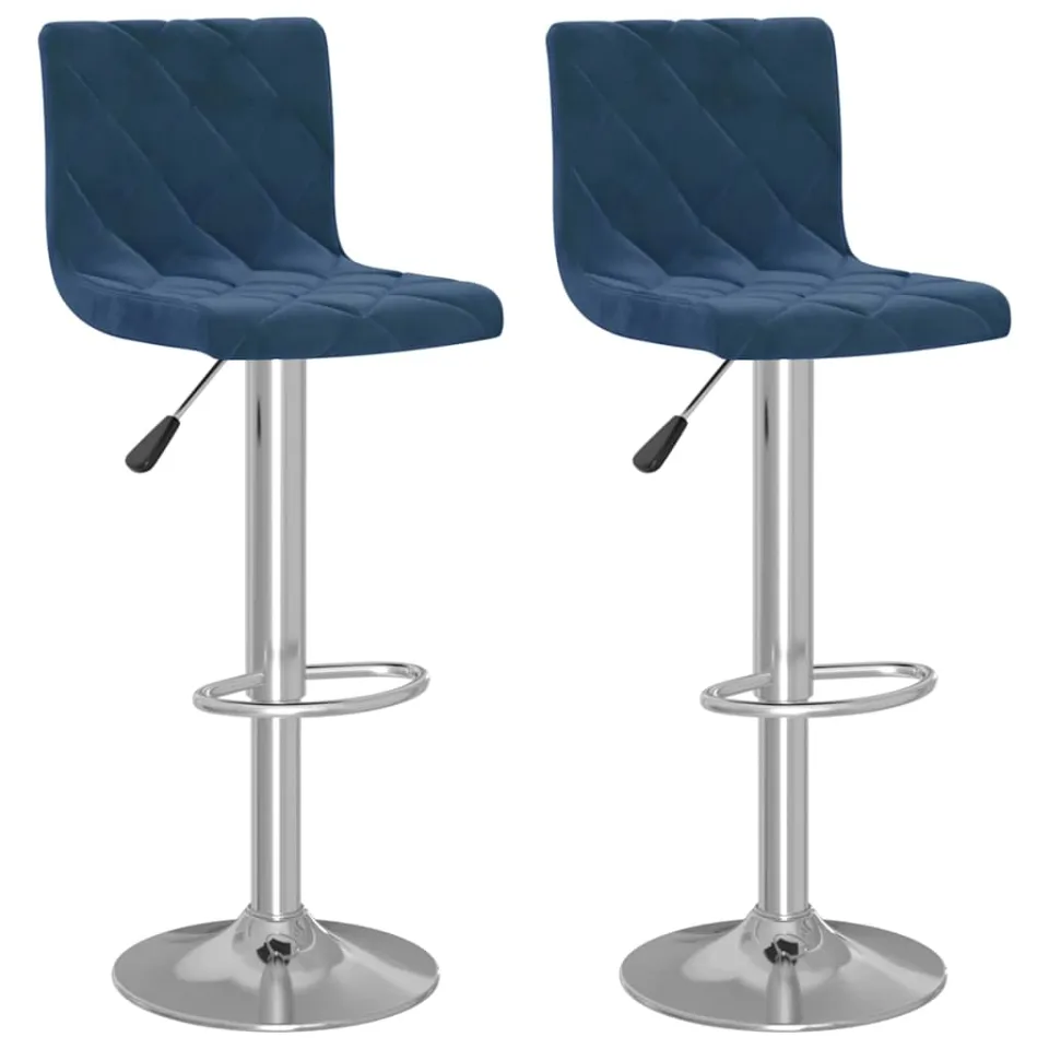 vidaXL Barkrukken 2 st fluweel blauw, foto 3