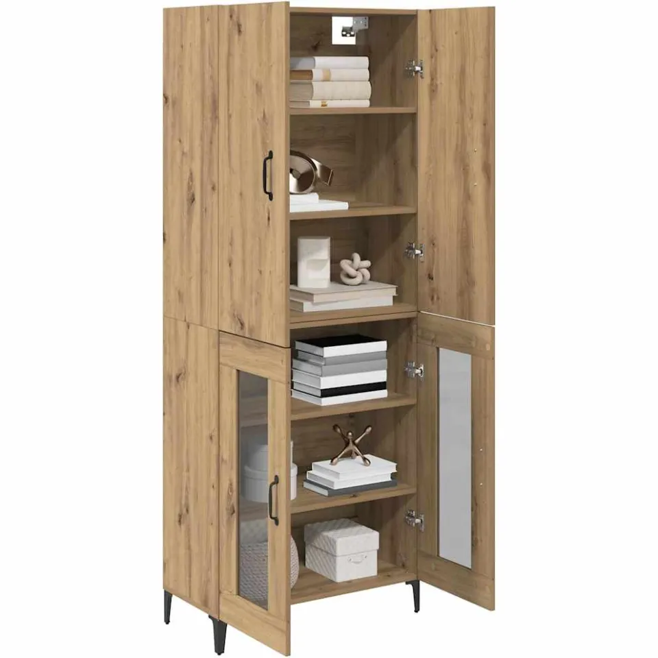 vidaXL Highboard Artisan Eiken 69,5 x 34 x 180 cm Bewerkt hout Bruin