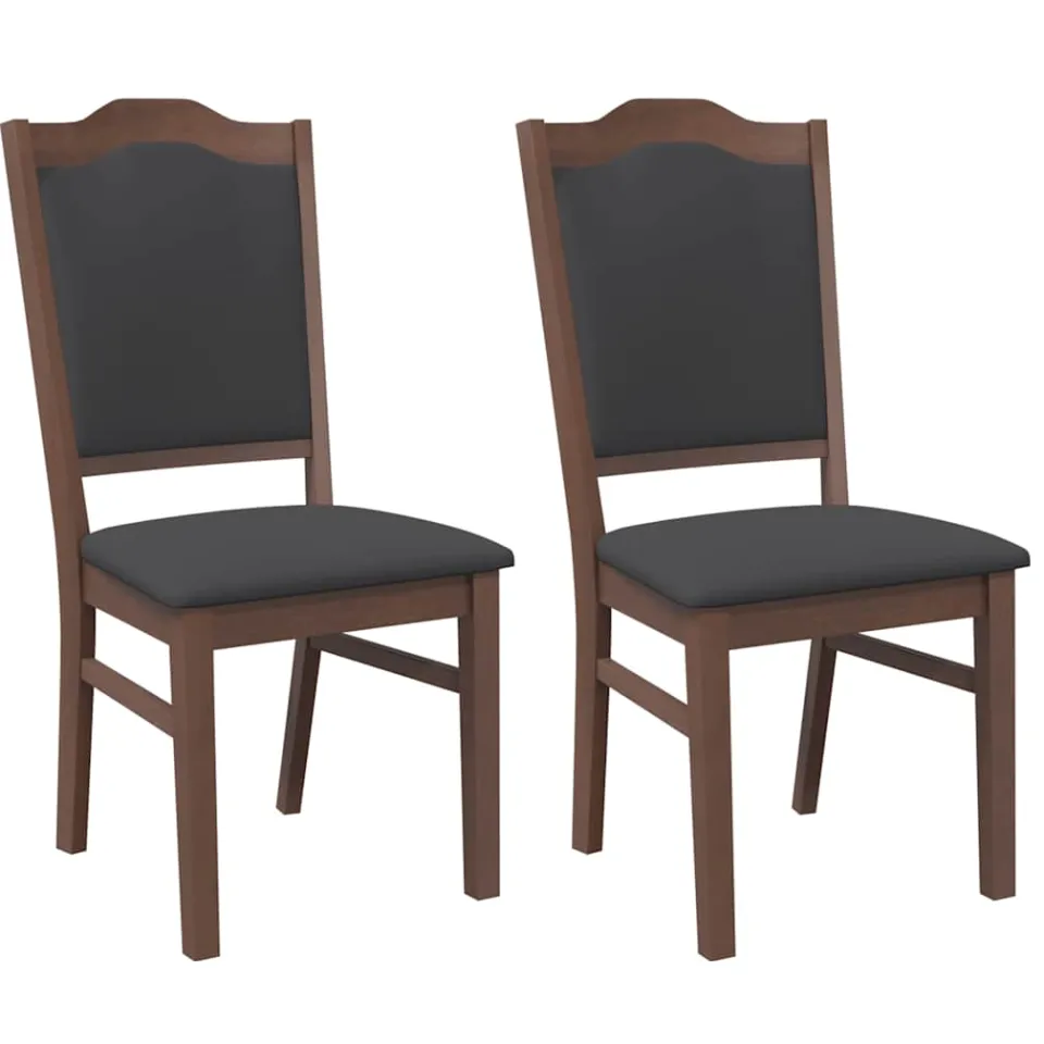 vidaXL Eetkamerstoelen met kussens 2 stuks bruin massief hout rubber