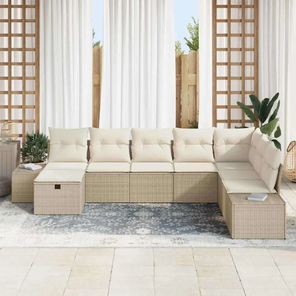 vidaXL Tuin Sofa Set 8 st Beige poly rattan