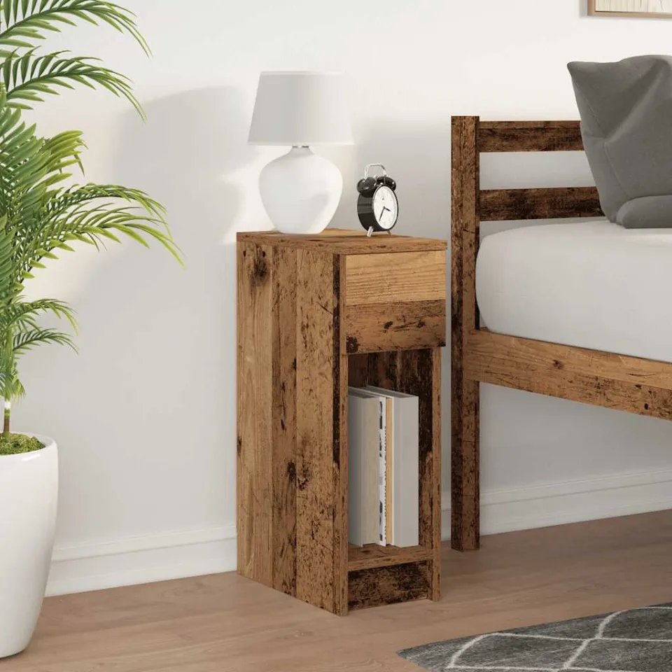vidaXL Nachtkastje met lade 20x36x60 cm oud houtkleurig bruin, foto 2