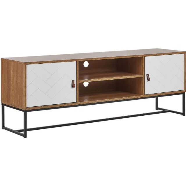 Beliani NUEVA - TV-meubel - Lichte houtkleur - MDF Wit