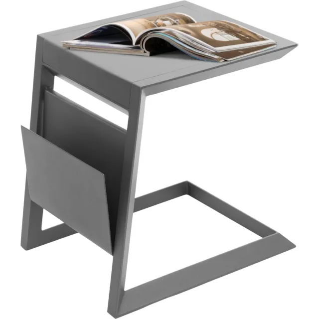 Hespéride HESPERIDE HIXA Bijzettafel - Buiten - Banktafel - Ligbedtafel - Laptoptafel - Tuintafel - Aluminium - 45x55cm - Grijs - ALLURE