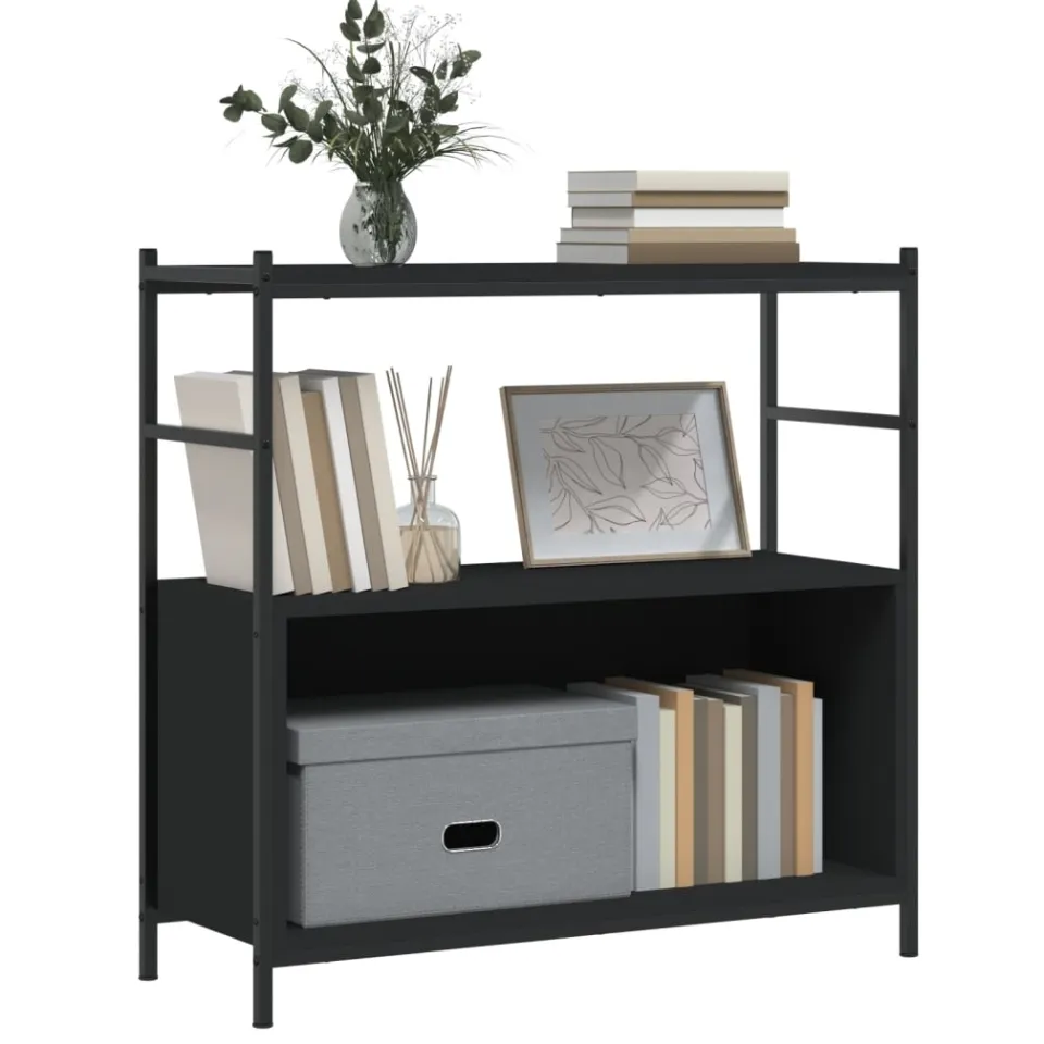 vidaXL Boekenrek 80x30x78,5 cm bewerkt hout en ijzer zwart
