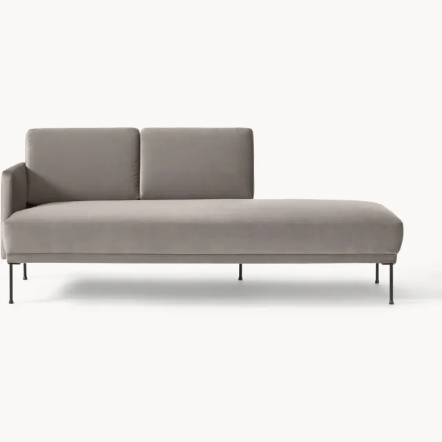 Westwing Collection Fluwelen chaise longue Fluente Taupe