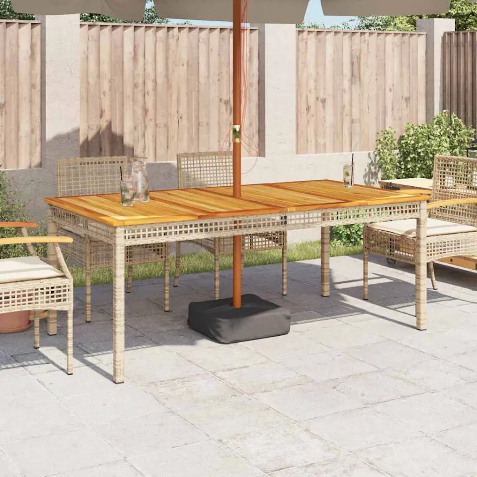 vidaXL Tuintafel 180x90x75 cm poly rattan en acaciahout beige, foto 3