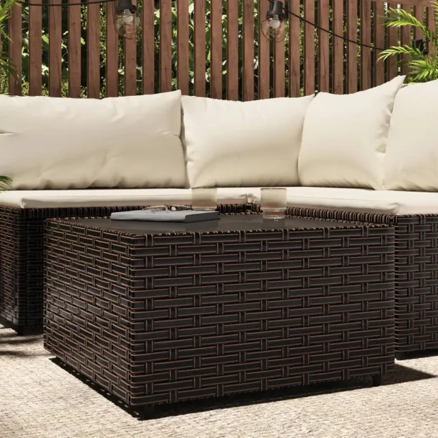 vidaXL Salontafel tuin vierkant 50x50x30 cm poly rattan bruin, foto 2