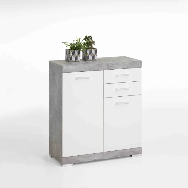 Opbergkast Hermes Beton 80x35x90 cm - 2 Grijs | Wit