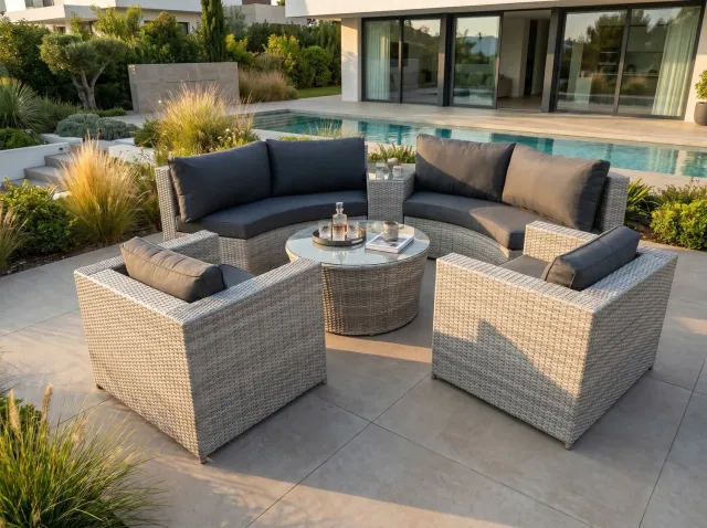 Vonato Loungeset 6-delig | Lichtgrijs Wicker & Donkergrijze Kussens | 3 Sofas | Aluminium Frame | incl. Tafels Lichtgrijs/Donkergrijs