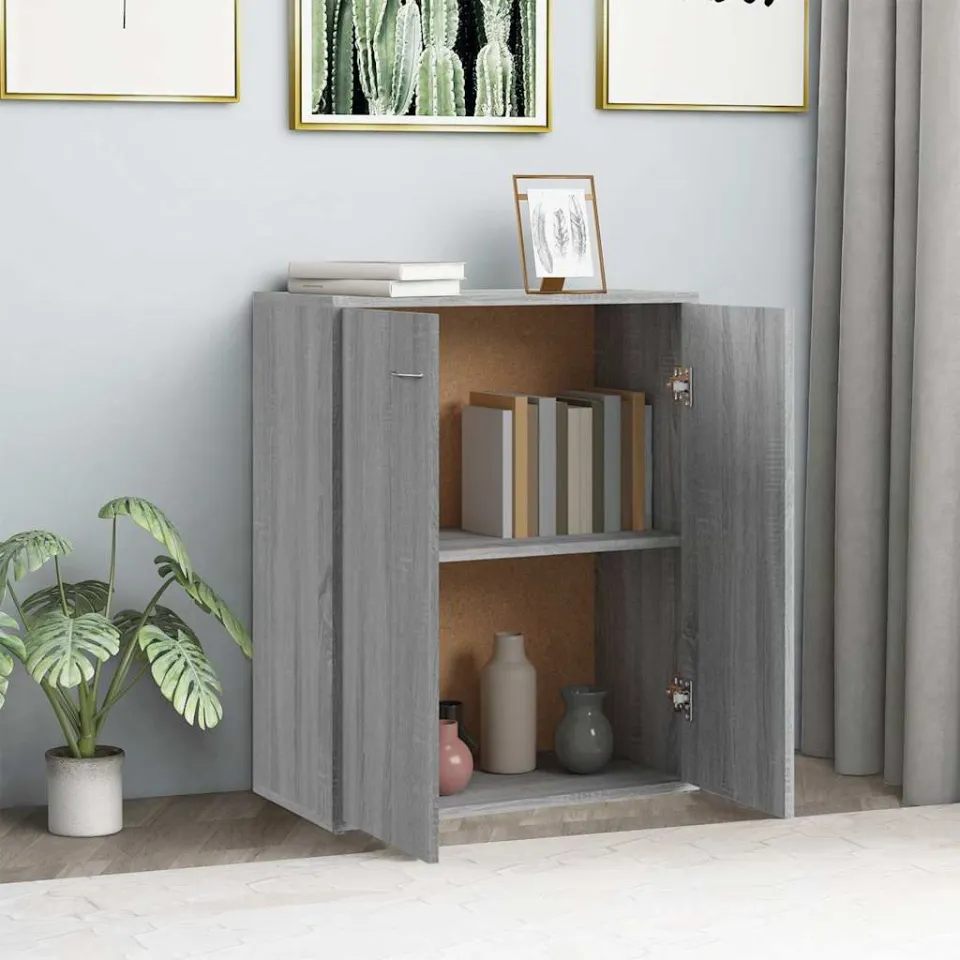 vidaXL Dressoir 60x30x75 cm bewerkt hout grijs sonoma eikenkleurig, foto 3