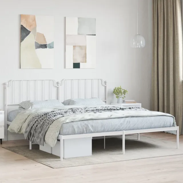 vidaXL Bedframe met hoofdbord metaal wit 200x200 cm