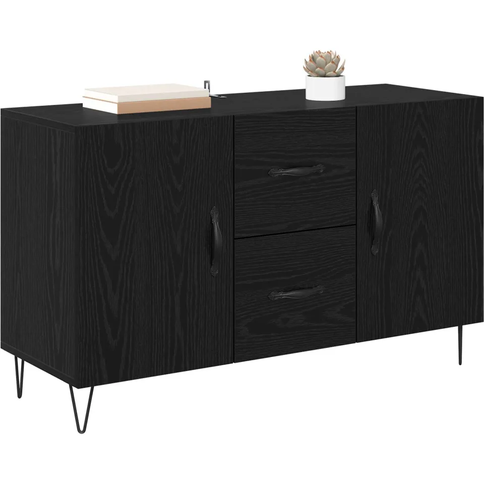 vidaXL Dressoir Zwart Eiken 100 x 36 x 60 cm Bewerkt hout