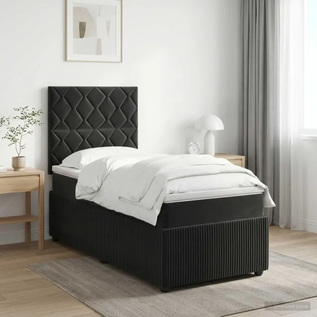 vidaXL Boxspringbed met matras Zwart 80 x 200 cm Fluweel