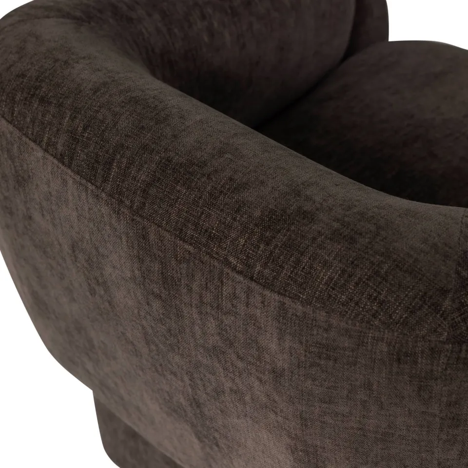 WOOOD Moru Fauteuil - Chenille - Donkerbruin - 83x90x71, foto 7