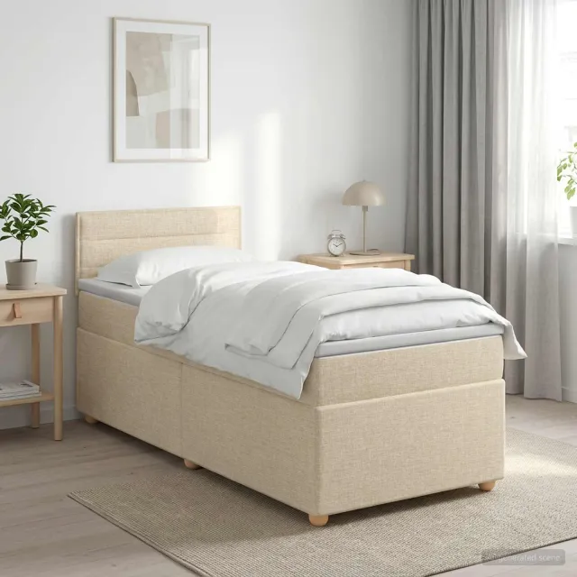 vidaXL Boxspringbed met matras Crèmekleurig 90 x 190 cm Stof