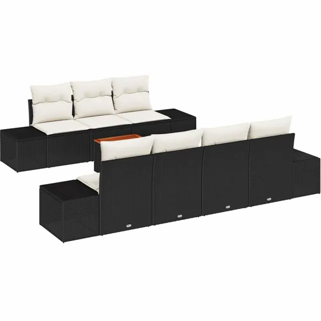 vidaXL Tuinbankenset 8 st Zwart en Crème poly rattan