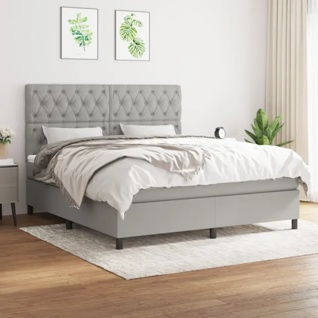 vidaXL Boxspring met matras stof lichtgrijs 160x200 cm grijs
