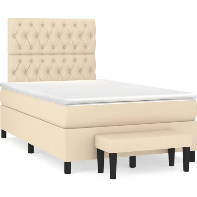 vidaXL Boxspring met matras stof crèmekleurig 120x190 cm