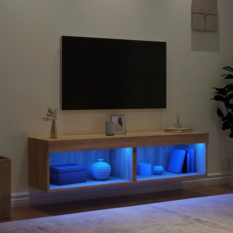 vidaXL Tv-meubels met LED-verlichting 2 st 60x30x30 cm sonoma eiken, foto 3