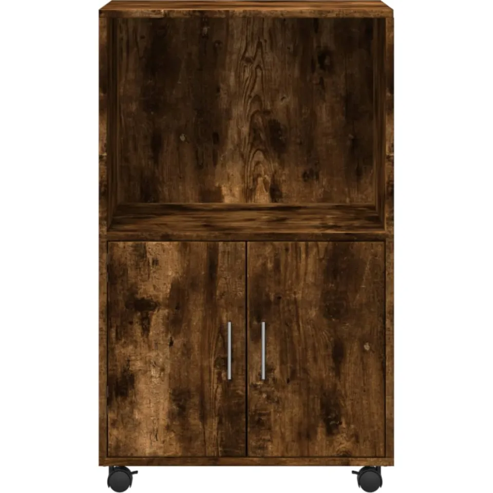 vidaXL Rolkast 55x40x91 cm bewerkt hout gerookt eikenkleurig Bruin