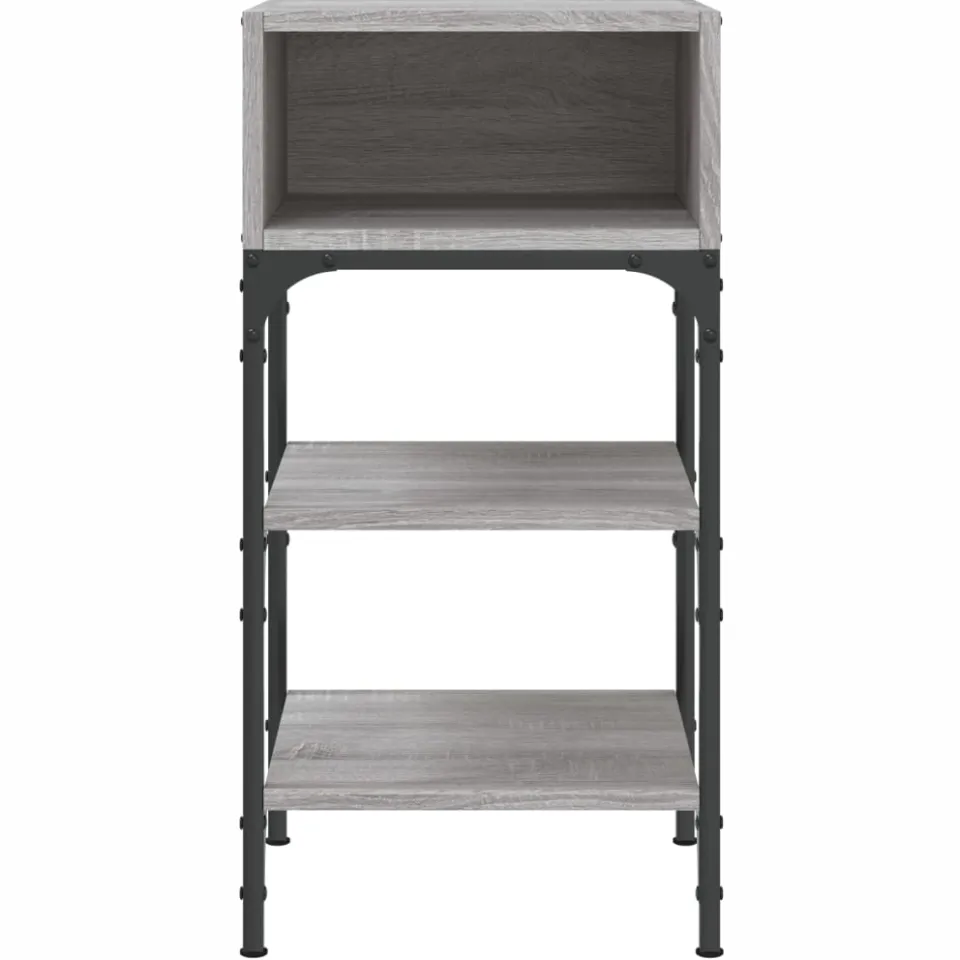 vidaXL Nachtkastjes 2 st 35x34,5x70 cm bewerkt hout grijs sonoma eiken, foto 4