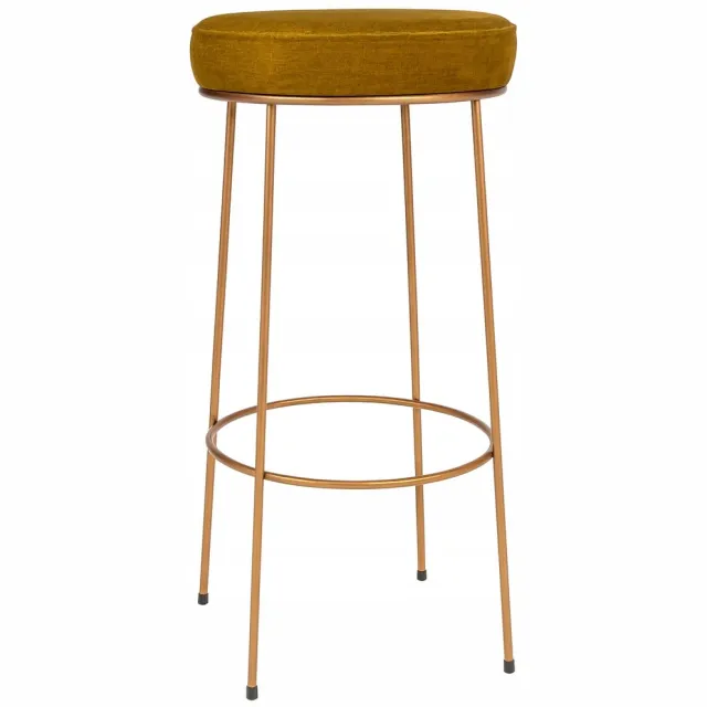 Bias Barkruk 75cm Koper, Metaal, Gestoffeerd, Loft Stijl