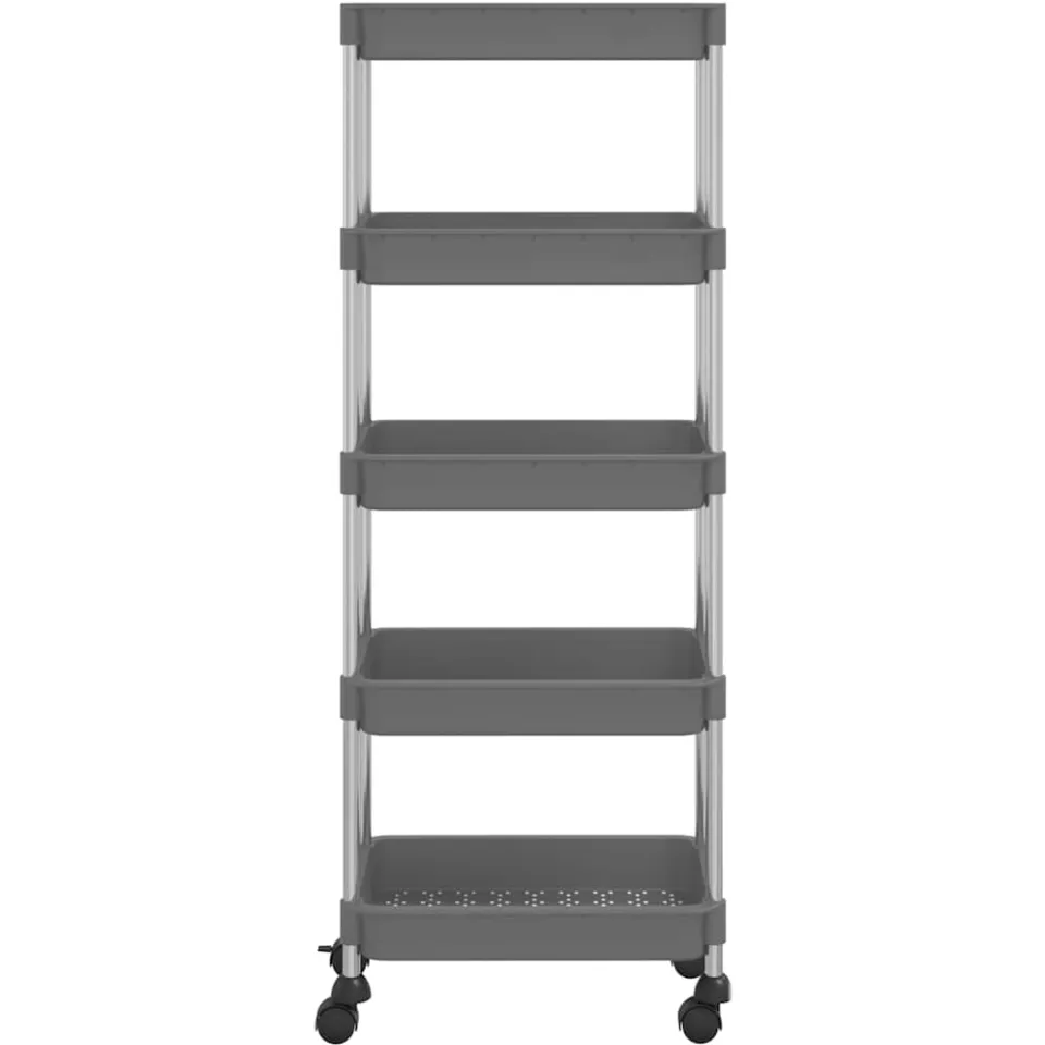 vidaXL Keukentrolley 5-laags 42x29x128 cm ijzer en ABS grijs