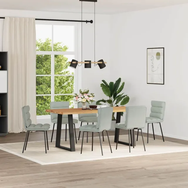 vidaXL Eetkamerstoelen 6 st fluweel lichtgrijs grijs, foto 2