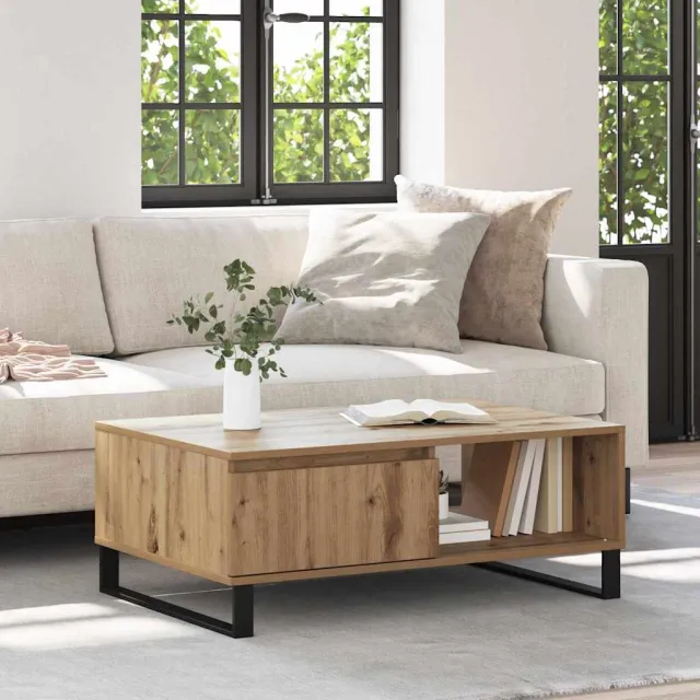 vidaXL Salontafel Artisan Eiken 90 x 60 x 35 cm Bewerkt hout Bruin