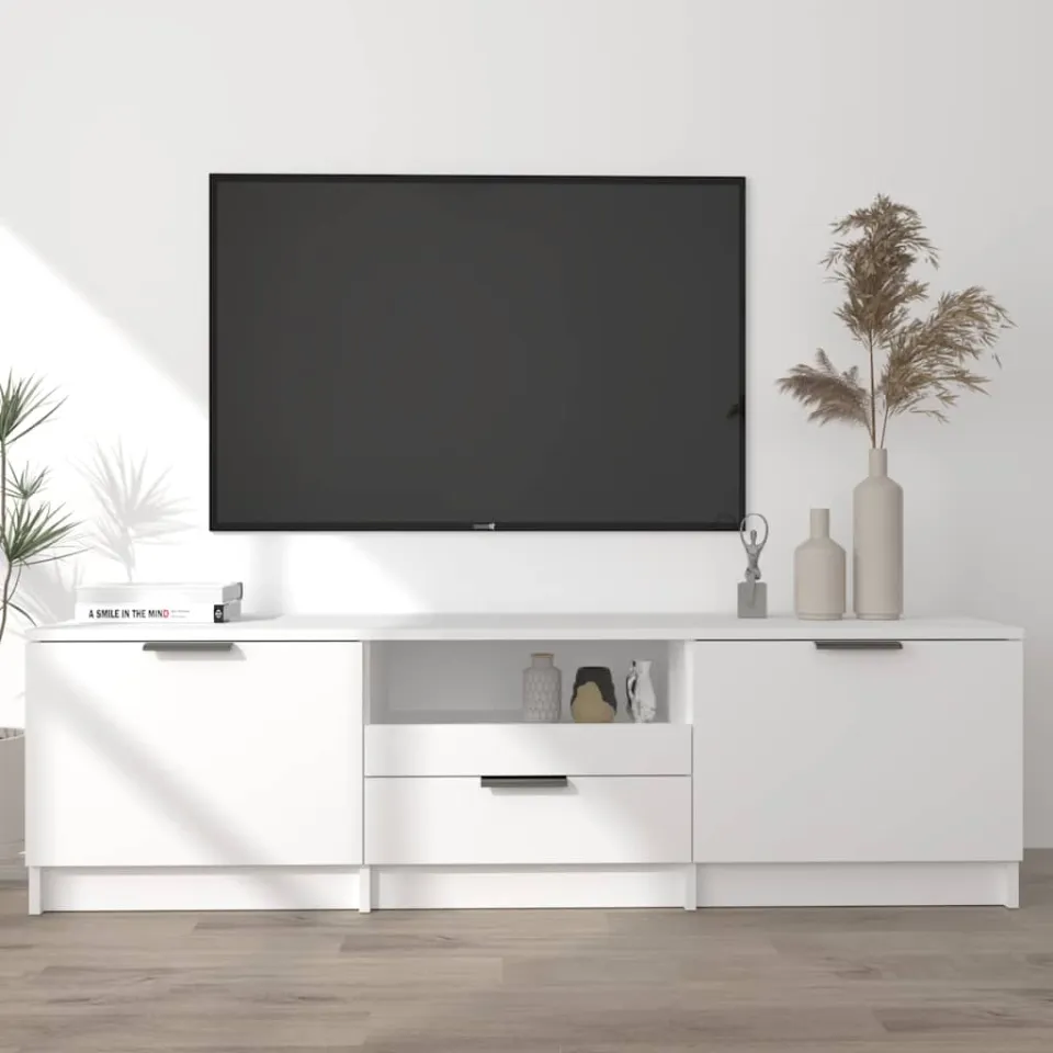 vidaXL Tv-meubel wit 140x35x40 cm bewerkt hout, foto 4
