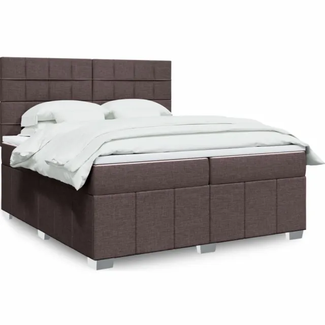 vidaXL Boxspring met matras stof donkerbruin 200x200 cm bruin
