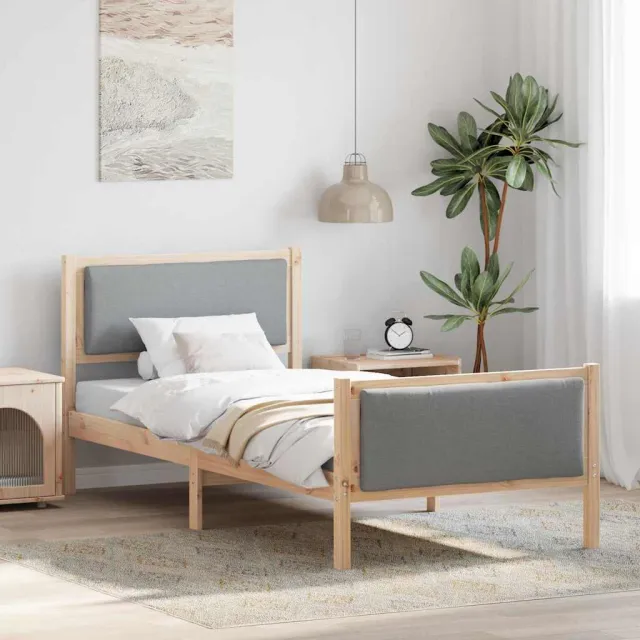 vidaXL Bedframe met hoofdeinde Lichtgrijs 90 x 190 cm Stof Bruin