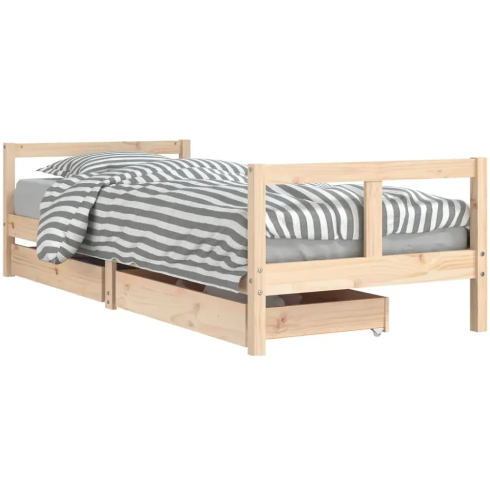 vidaXL Kinderbedframe met lades 80x200 cm massief grenenhout bruin, foto 3