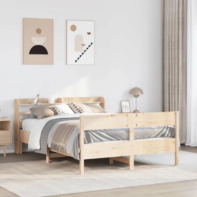 vidaXL Bedframe zonder matras massief grenenhout 150x200 cm bruin
