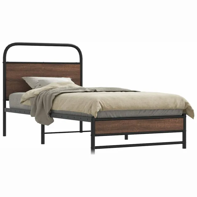 vidaXL Bedframe zonder matras bewerkt hout bruin eikenkleur 100x200 cm