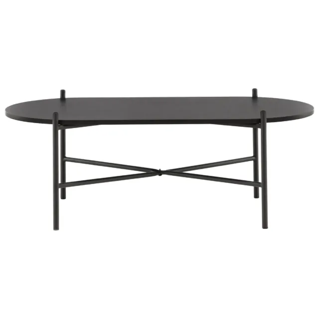 QUVIO Olav Salontafel - Scandinavisch ontwerp - Zwart MDF en Staal