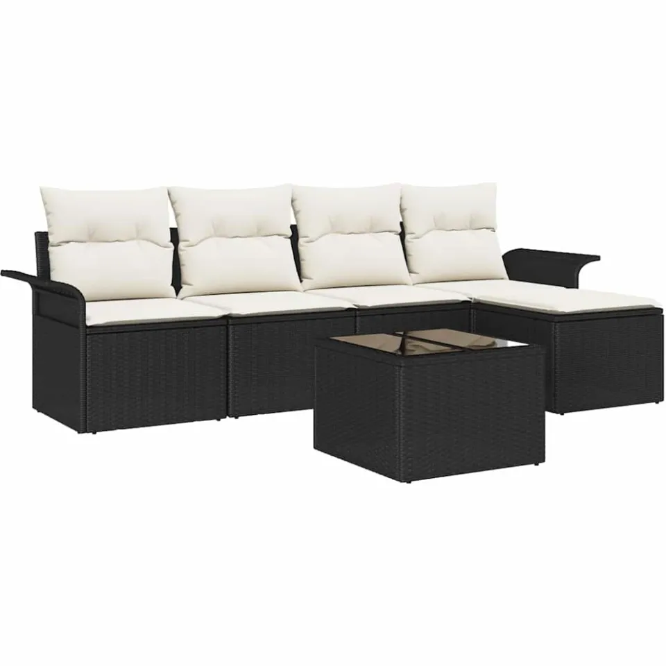 vidaXL Buitensofa 6 st Zwart poly rattan