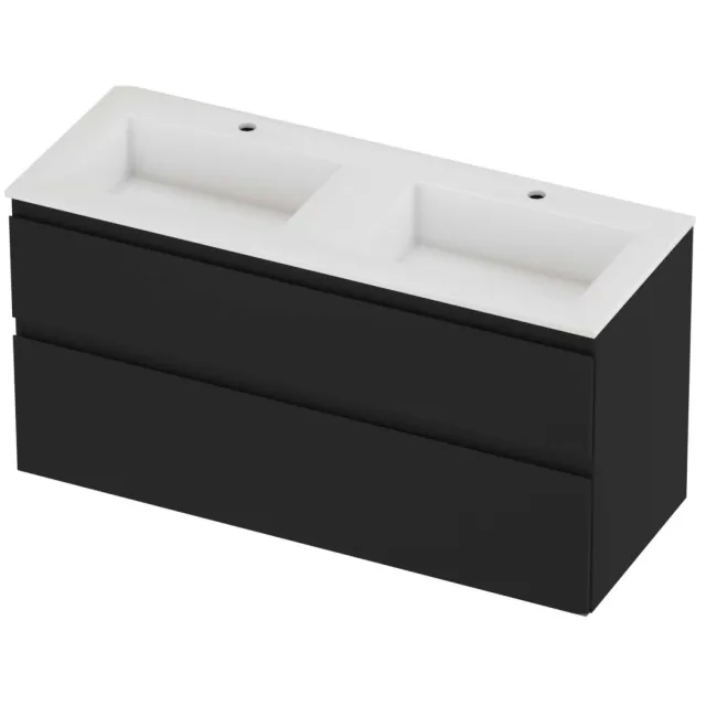 Proline Aristo Badmeubelset Polystone Elegant 2 Gaten 120x46x62 cm Glans Wit Mat Zwart