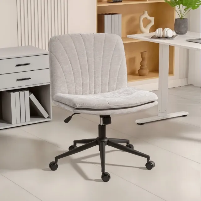 STILVORA Bureaustoel 62 Cm Hoogteverstelbaar Met Wipfunctie Draaibaar Zonder Armleuningen Voor Homeoffice Stof Beige