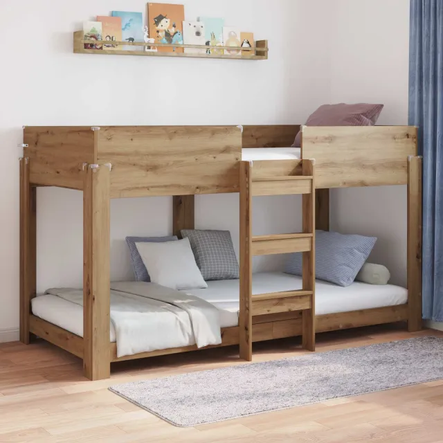 vidaXL Bunk Bed voor Kinderen Artisan Eiken 90 x 190 cm Bewerkt hout Bruin