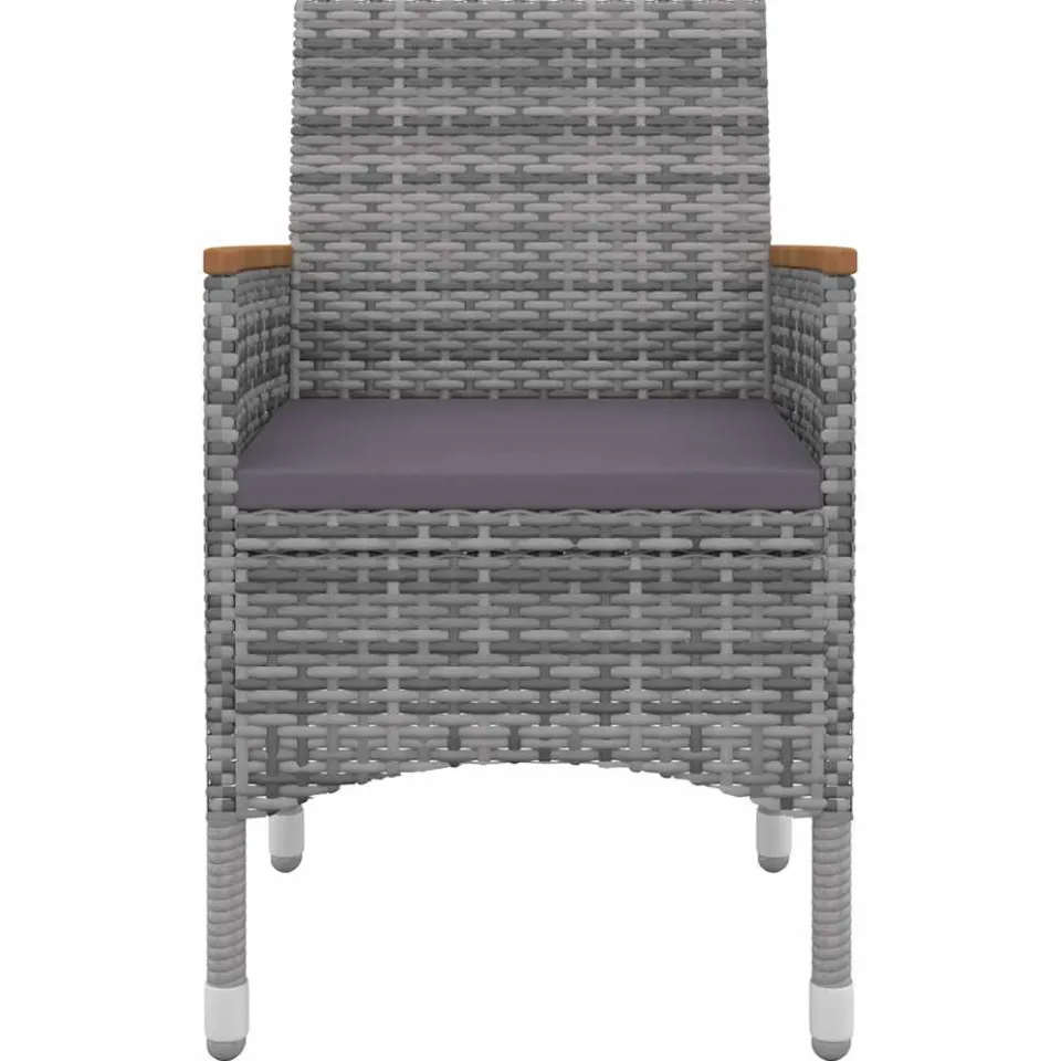 vidaXL 3-delige Tuinset met kussens poly rattan en glas grijs, foto 4