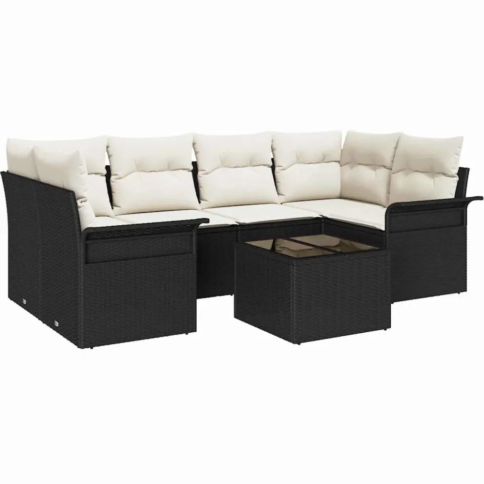 vidaXL Tuin Sofa Set 7 st Zwart poly rattan