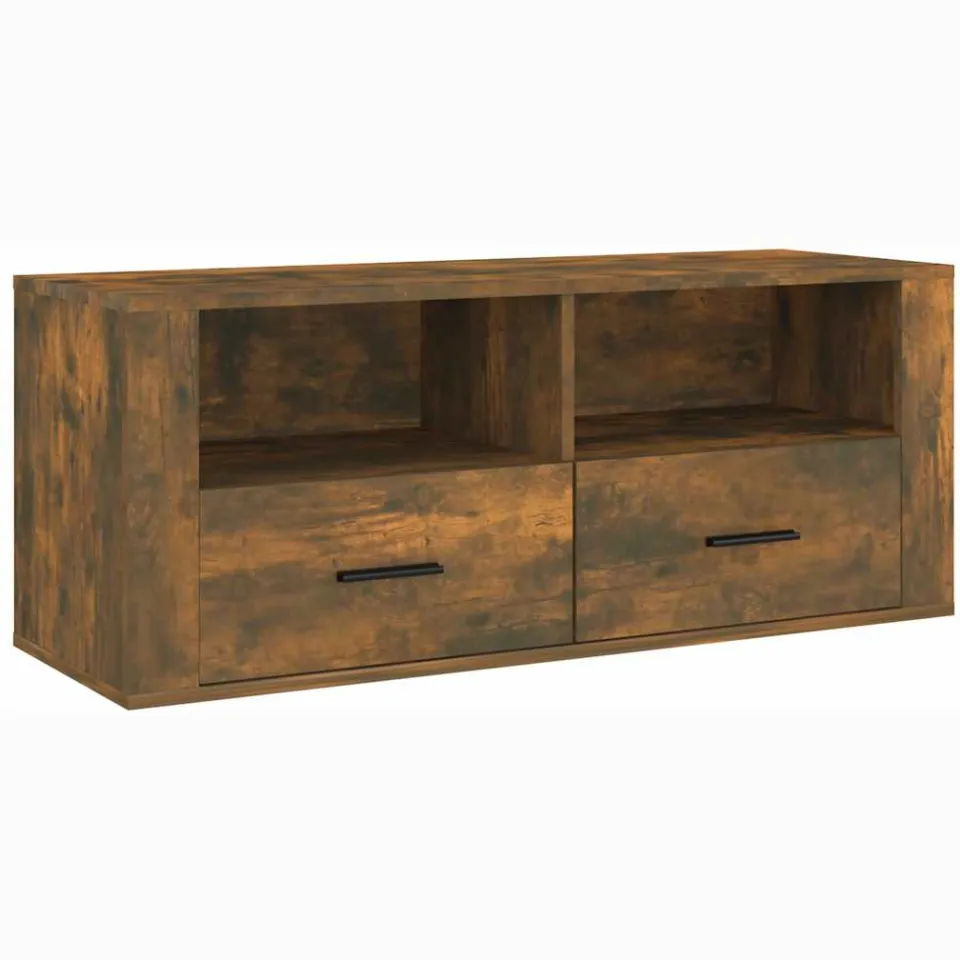 vidaXL Tv-meubel 100x35x40 cm bewerkt hout gerookt eikenkleurig Bruin