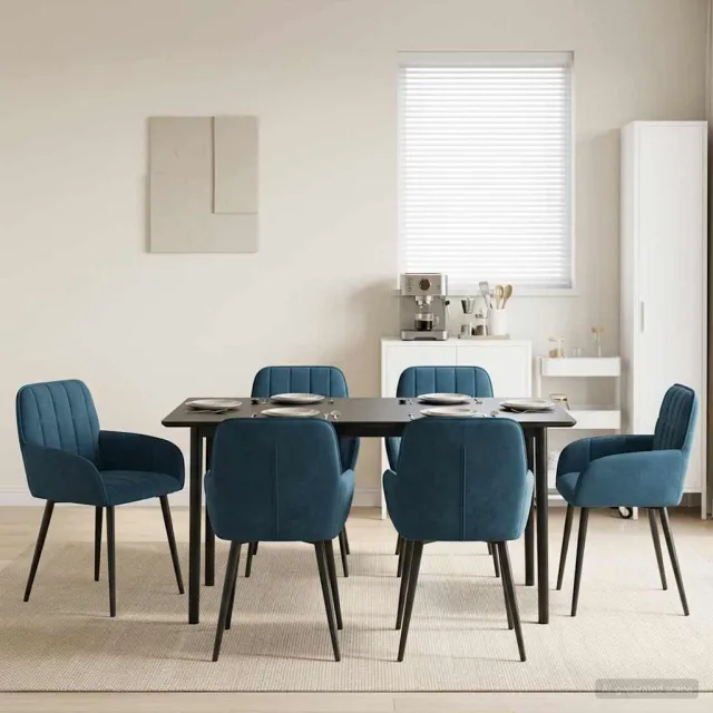 vidaXL Eettafelstoelen 6 st fluweel Blauw 56.5 x 50 x 85 cm