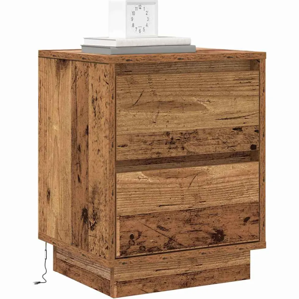 vidaXL Nachtkastje Oudhout 39 x 34,5 x 50 cm Bewerkt hout Bruin